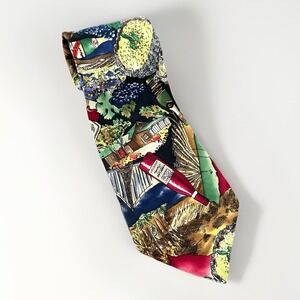 Nicole Miller Wine Harvest Champagne‎ 100% Silk Necktie Vintage 1993 Hand Sewn